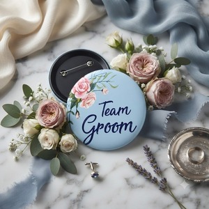 Insignia Personalizada de Hojalata para Equipo de la Novia, Botones de Regalo Florales Azules para Damas de Honor, Bodas, Fiestas Nupciales, Baby Shower, Cumpleaños, Hechos a Mano - Product Image 2