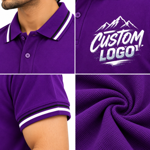 Polo de Manga Corta Azul Claro para Hombre, Cuello de Botones, Corte Regular, Tejido de Punto, Alta Calidad, MOQ Bajo, Personalizable con Impresión - Product Image 6