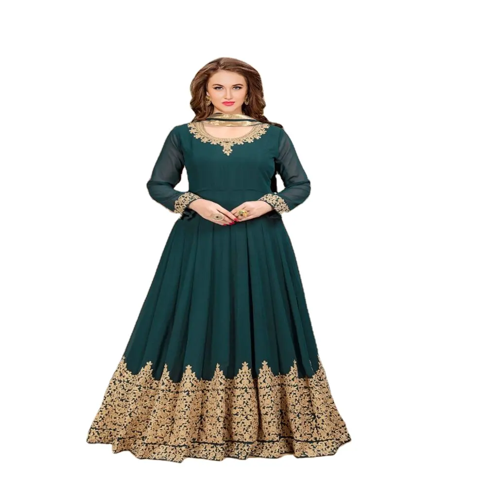 Anarkali-traje Salwar para mujer, traje negro para adultos, Georgette, India y Pakistán, bordado, 10 conjuntos, Salwar, Kameez, ocasión especial, 7903232