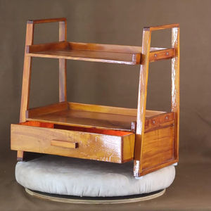 Estante de cocina rectangular de madera de 2 niveles con bandeja para especias, frascos, productos de repostería y artículos esenciales - Product Image 1