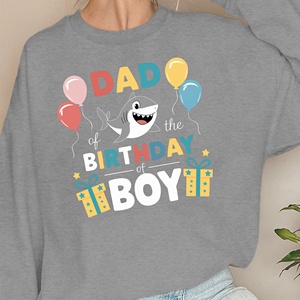 Sudaderas informales con estampado de tiburón DAD para mujer, tela de punto, diseño de cumpleaños para niño - Product Image 4
