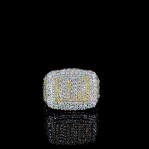 Silver Moissanite Diamond <b>Ring</b> <b>Iced</b> Out Hip Hop Cluster Statement <b>Ring</b> Accent Luxury Mens Jewelry - Product Image 1