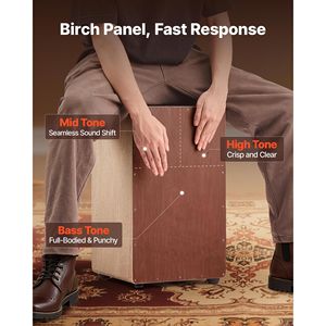 Tamburo Acustico Professionale, Grande Cajon in Legno di Betulla, Strumento a Percussione, Tamburo Conga Professionale in Acero - Product Image 2