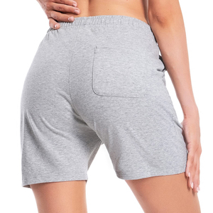 Shorts en molleton de coton pour femme à prix abordable, doux, respirants, avec taille élastique et cordon de serrage, décontractés, pour l'entraînement et le sport, avec poches - Product Image 6