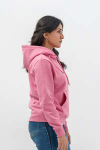 Sudadera con Capucha Rosa para Mujer, Color Sólido, Forro Polar, Manga Larga, Informal, para Otoño, Transpirable, con Bolsillos - Product Image 2