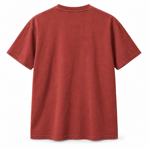 เสื้อยืดคอกลมทรงหลวม ผ้าคอตตอนริงสปันเนื้อหนัก 260 กรัม ย้อมสีวินเทจ สีอิฐซีดจาง - Product Image 2