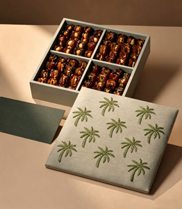 Custom Sun Beads Embroidered Fabric Chocolate 4 Grid Packaging <b>Box</b> Paper Empty Dessert <b>Sweet</b> Chocolate Bars <b>Gift</b> Boxes for Dates - Product Image 5
