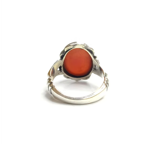 Unisex Oxidized 925 <b>Sterling</b> <b>Silver</b> <b>Ring</b> <b>Set</b> with Natural Oval Red Carnelian Gemstone for Everyday Wear - Product Image 2