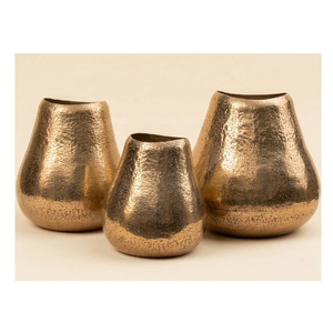 Nouvel Arrivage : Ensemble de 2 pots de fleurs profonds en métal, finition aluminium martelé, faits à la main, style moderne et traditionnel, pour plantes d'intérieur - Product Image 3