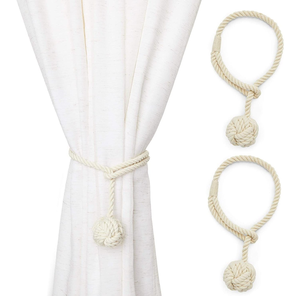 เชือกผูกม่านแบบทิกแบ็ค พร้อมหัวเข็มขัด เชือกผูกม่านแบบทอจากผ้าฝ้ายและผ้าลินิน ดีไซน์ปมทิกแบ็ค - Product Image 1