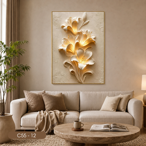 Décoration murale tendance en forme de fleur blanche, art abstrait 3D, peinture faite à la main, base en verre trempé, décoration intérieure de luxe, OEM ODM Vietnam HALO - Product Image 4