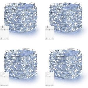 Dazzle Set di 4 Luci Natalizie a Batteria, 80 Piedi 240 LED su Filo Argentato, Impermeabili, Luminose e Bellissime - Product Image 1