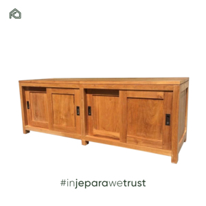 Aparador Moderno de Madera de Teca Reciclada con 3 Puertas Corredizas para Sala de Estar, Dormitorio, Hotel y Cocina, Mueble para TV - Product Image 2