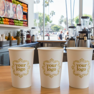 Gobelets en papier jetables personnalisés avec votre logo personnalisable pour les cafés et les restaurants de restauration - Product Image 1