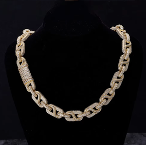 Collier chaîne cubaine en argent 925 plaqué or avec pendentif hip-hop en moissanite pour homme et femme, cadeau de fête - Product Image 2