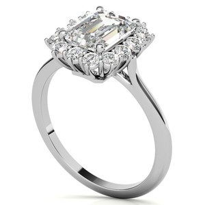Anillo de compromiso y boda de moissanita con corte esmeralda de 8x10mm, engaste de puntas, chapado en oro sobre plata, solitario de lujo brillante para aniversario - Product Image 2