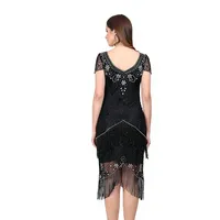Robe de soirée vintage des années 1920 pour femmes, robe à franges ornée de perles et de diamants, robe de cocktail style Great Gatsby des années 20