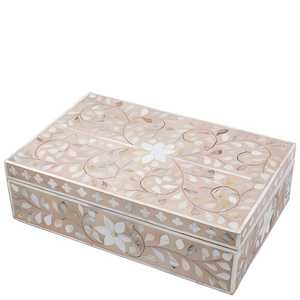 Boîte de rangement de luxe faite à la main avec incrustation de nacre, élégante boîte à bijoux en mosaïque pour bagues, boucles d'oreilles, bracelets, accessoires - Product Image 1
