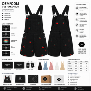 Customizable Breathable Regular Short Denim <b>Overalls</b> <b>Women's</b> Jumpsuits Casual Jumpsuit With Above Knee Length <b>Women's</b> Jumpsuits - Product Image 5