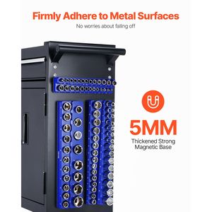 Set di 6 Organizzatori Magnetici per Bussole da 1/4”, 3/8”, 1/2” Metrico e SAE con Etichette Trasparenti, Contiene 143 Pezzi - Product Image 5