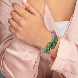 925 Sterling Silver Gold Plated Classic Parrot Shape Natural Tsavorite <b>Ruby</b> Gemstone <b>Bracelets</b> Womens Gift Jewelry - Product Image 2