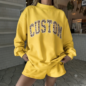 Women's Oversized Customized Color Streetwear Sweatshirt Mockneck Long Sleeve Custom Letter <b>Back</b> Design Knitted Cotton Winter - Product Image 1