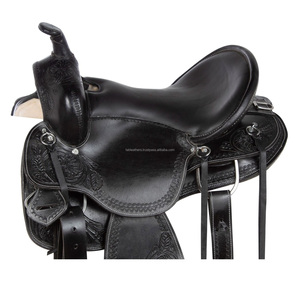 Selle de cheval d'équitation confortable Western Pleasure en cuir Selle occidentale de cheval de conception classique durable idéale pour un usage quotidien - Product Image 1