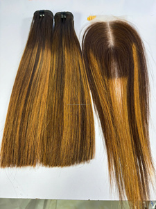Gran descuento en cabello largo, cabello frontal y cabello con cierre al por mayor, cabello humano virgen Remy, liso, encaje a máquina, doble trama para mujer - Product Image 6