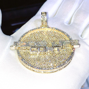 High Quality 925 Sterling Silver Diamond Charm Pendant with Customized Iced Out White Diamonds Unisex Hip Hop Style <b>Chain</b> - Product Image 6