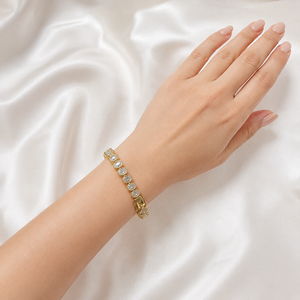 Bracelets tennis ovales en diamant et moissanite sertie clos, plaqué or jaune 14 carats, pour femme, pour fiançailles et occasions spéciales - Product Image 3