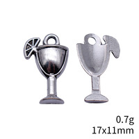 Breloque en alliage argenté en forme de tranche de citron pour verre à cocktail, 17x11mm, pour marqueurs de verres à vin
