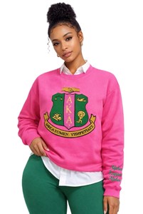 Custom Winter / Autumn A| K | A Long Sleeve Solid Crew Neck Sweatshirt for Sorority womens 500 Grams Pink colour - Product Image 1