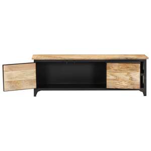 Mobile TV di medie dimensioni in legno massello di mango nero e marrone, elegante supporto - Product Image 4