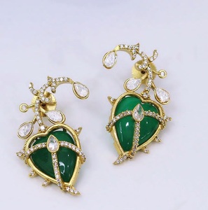 Gorgeous Premium Quality Gold Finish Drop Stones Look <b>Earrings</b> Wedding Party Wear Collections For Women And Girls - Product Image 2