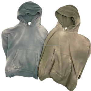 Chaqueta con capucha y cremallera personalizada sudaderas de rizo francés de algodón en blanco con cremallera completa vintage lavado ácido sudaderas con capucha desgastadas para hombres - Product Image 4