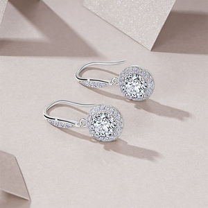 Elegant 925 Sterling <b>Silver</b> Moissanite Diamond <b>Earrings</b> with D Color VVS1 Stones for Daily Wear Wedding and Fashion Jewelry Use - Product Image 3
