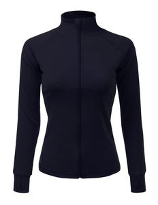 Women Full Zip Sport <b>Jacket</b> Black Long Sleeve Side Pockets Breathable Spandex Polyester Autumn <b>Wear</b> - Product Image 3