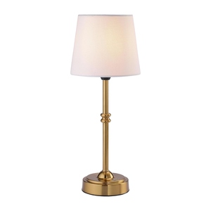 Classic Gold Metal <b>LED</b> <b>Table</b> Lamp Slim Modern Fabric Shade <b>Bedside</b> Light for Hotel Restaurant Office Desktop Home Decor - Product Image 3