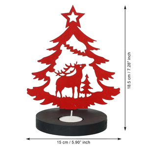 Adorno Navideño de Reno para Árbol de Navidad, Portavelas Decorativo de Madera Roja para Velas de Té, Decoración Festiva para el Hogar, Oficina o Mesa - Product Image 4
