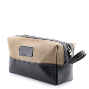 Trousse de Toilette en Cuir et Toile, Organisateur de Voyage Étanche, Trousse de Maquillage Grande Capacité, Sac de Voyage LCTB-0074 - Product Image 1