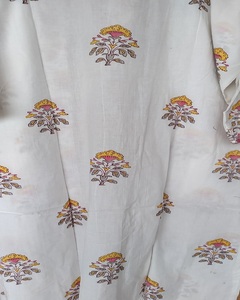 <b>White</b>-Colour Printed Kimono <b>Robe</b> Cotton Floral Hand Block Print Breathable Long Sleeve Nightwear Size Available - Product Image 4