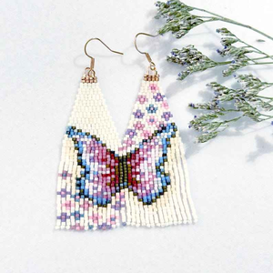 Handmade Fashion Drop <b>Earrings</b> for Women New Design Long Tassel Beaded Embroidery Lock Pattern Elegant - Product Image 5