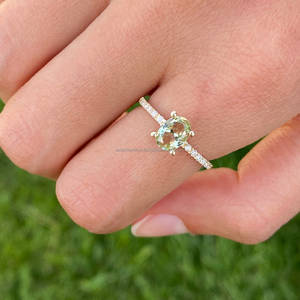 925 sterling silver Green <b>Amethyst</b> and cz gemstone 18k <b>gold</b> vermeil dainty <b>ring</b> - Product Image 3