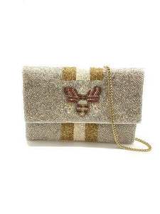 Pochette de soirée à rabat, artisanale, durable, rose, à nœud papillon, perlée, forme carrée, thème floral, OEM, vente en gros, pour cadeaux et artisanat - Product Image 3