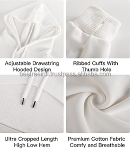 Sudadera Corta con Capucha para Mujer, de Algodón Suave y Felpa, Cálida, Cómoda, Elegante, con Cierre, Estilo Casual Urbano, Ligera, para Invierno - Product Image 6