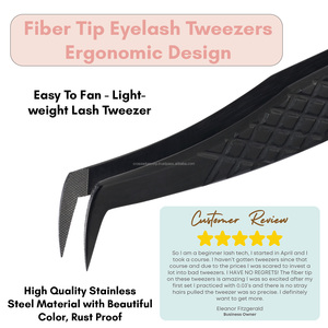 Wholesale Isolating Eyelash Tweezers Lash Applicator <b>Tool</b> for Lash Extensions Fiber Tip 45 90 Degree with Stainless Steel - Product Image 4