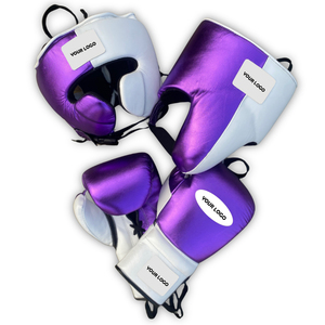 Wholesale Customized White Purple Genuine Leather Winning Boxing Set Professional Top Quality Brand New Winning Sparing <b>Gloves</b> - Product Image 1