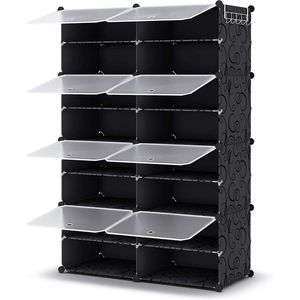 Scarpiera in Plastica a 8 Ripiani, Armadietto Portascarpe da 32 Paia con Organizer per Armadio, Corridoio, Camera da Letto o Ingresso - Product Image 6