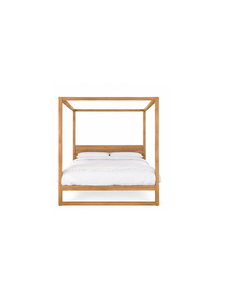 Lit à baldaquin en teck massif de style moderne, de haute qualité, durable, assemblable, meubles de chambre à coucher intérieurs, couleur personnalisée - Product Image 2