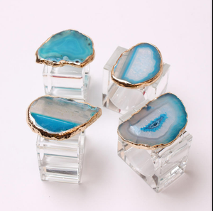 Accesorios de mesa, servilletero de cristal de ágata natural, servilletero de lujo dorado para fiestas, fabricante indio por EXOTIC INDIAN - Product Image 2